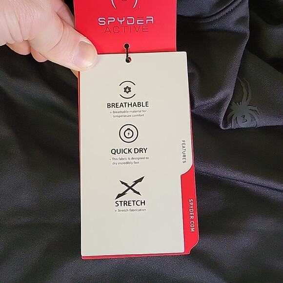 Spyder Active Black Pullover Athletic Shirt, Men's Medium, NWT - Picture 11 of 12